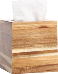 CATORY Tissue Box Cover, Acacia Wood Tissue Box Cover Square, Rustic Tissue Box Holder Covers Your Tissues, Decorative Tissue Cube Box Cover with Slide-Out Bottom