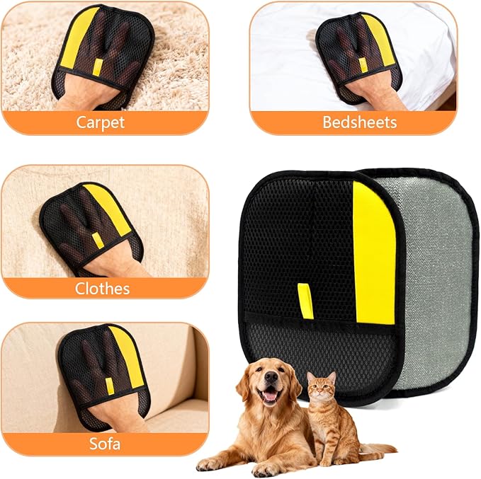 UIQELYS Pet Grooming Gloves for Cats & Dogs – Gentle Deshedding & Massage Brush Glove, Efficient Hair Remover with Static Adsorption, Soft Silicone Tips, Easy to Clean & Comfortable Fit