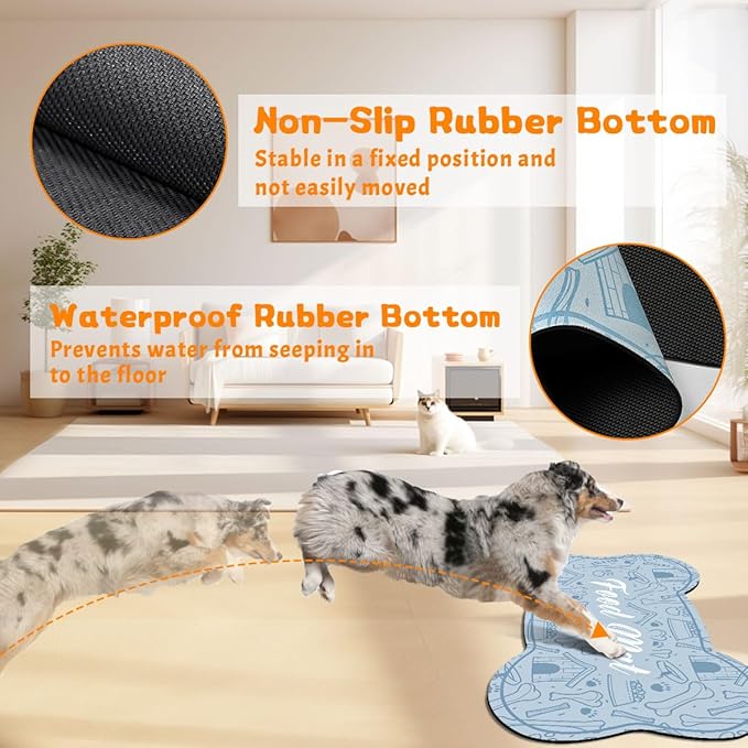 Pet Feeding Mat - Absorbent Dog Food Mat for Floors Waterproof，Dog Cat Placemat Mat for Food and Water Bowls - No Stains No Sliding Quick Dry Water Eating Dish Mat