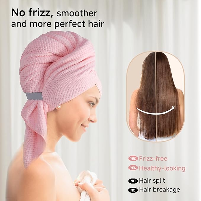 Large Microfiber Hair Towel for Women, gifts for women,Supper Soft Anti Frizz & Quick Dry for Curly Hair, Ultra Absorbent Hair Wrap Towels for Long,Thick,Wet Hair, Mom Gifts, 24x42 Inches(pink)