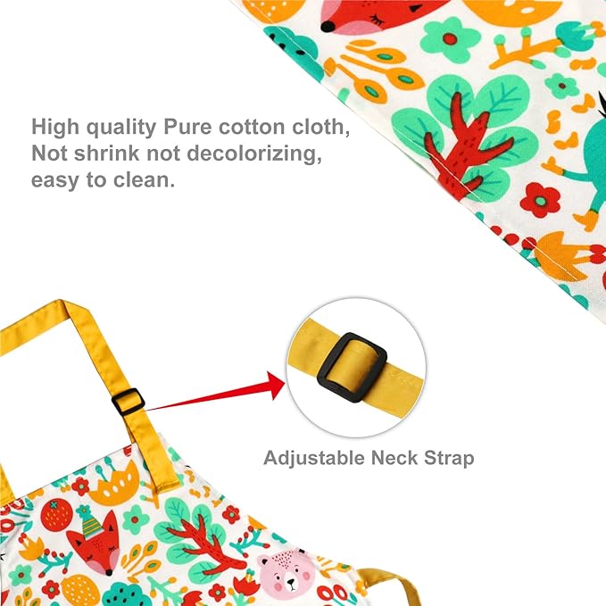 Jennice House Kids Aprons, Cotton Children Aprons with Adjustable Neck Strap Child Chef Aprons