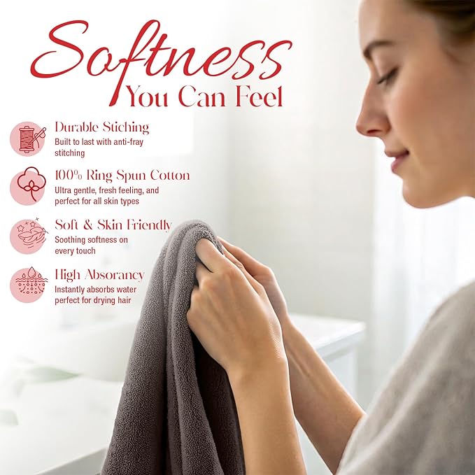 RIVERSIDE 12 Pack Washcloths - 12x12 Inches, 500 GSM, 100% Ring-Spun Cotton - Soft, Absorbent & Durable Face and Body Towels - for Bathroom, Spa, Gym, Makeup Removal & Everyday Use - Brown