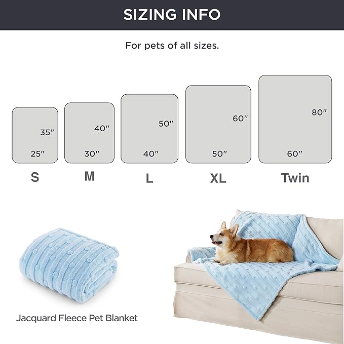 Bedsure Dog Blanket for Large Dogs Washable - Fluffy Fuzzy Puppy Cat Blanket with Premium 300GSM Coral Fleece Soft for Pet Kitten Doggy, Blue, 40x50IN