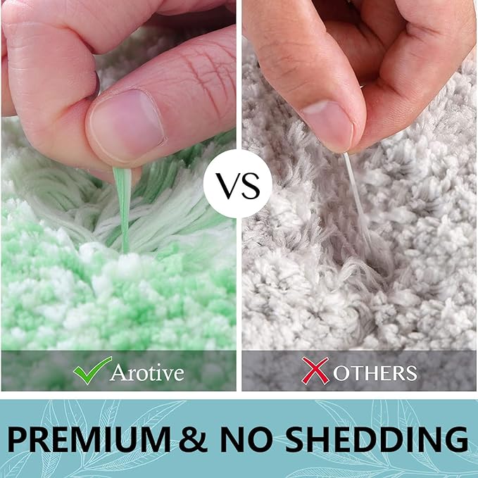 Arotive Microfiber Bathroom Rugs, Shaggy Soft and Absorbent Bath Rug, Non-Slip, Thick Plush Machine Washable Dry Bath Mats for Bathroom, Tub and Shower, 30x20, Green, Rectangular