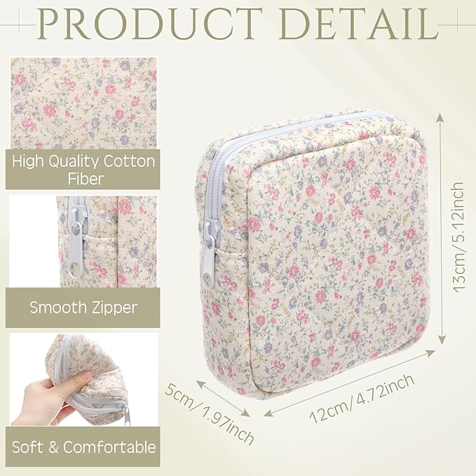 Paterr 10 Pcs Quilted Makeup Bag Bulk Cotton Floral Cosmetic Bag Women Girls Bridesmaid Gifts Cute Makeup Pouch Coquette Aesthetic Travel Toiletry Organizer(Floral Style,5.12 x 4.72 x 1.97 Inches)
