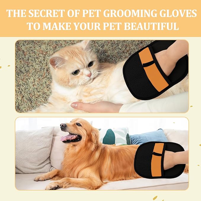 Pet Hair Remover Glove 4 PCS Reusable Electrostatic Gloves Pet Hair for Washing Grooming Sofa Bed Sheets Clothes Suitable for Cats and Dogs