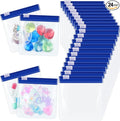 24 Pieces Pill Pouch Bags Zippered Set Reusable Translucent Medicine Organizer Sealing Travel Plastic Bags with Slide Lock for Storage(Dark Blue)