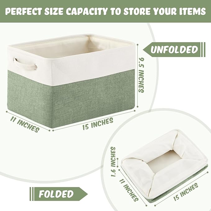 Geiserailie 6 Pcs 15 x 11 x 9.5 Inch Cube Storage Bins Fabric Storage Organizer Bins Foldable Cube Baskets with Sturdy Carry Handles Wicker Baskets for Home (Morandi Colors)