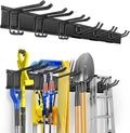 WEZAFO Garden Tool Organizer Wall Mount, Heavy Duty 48 Inches Garage Organization and Storage Racks for Yard Tools with 6 Hooks, Tool Hangers Holders for Hanging Folding Chair, Rake and Shovel
