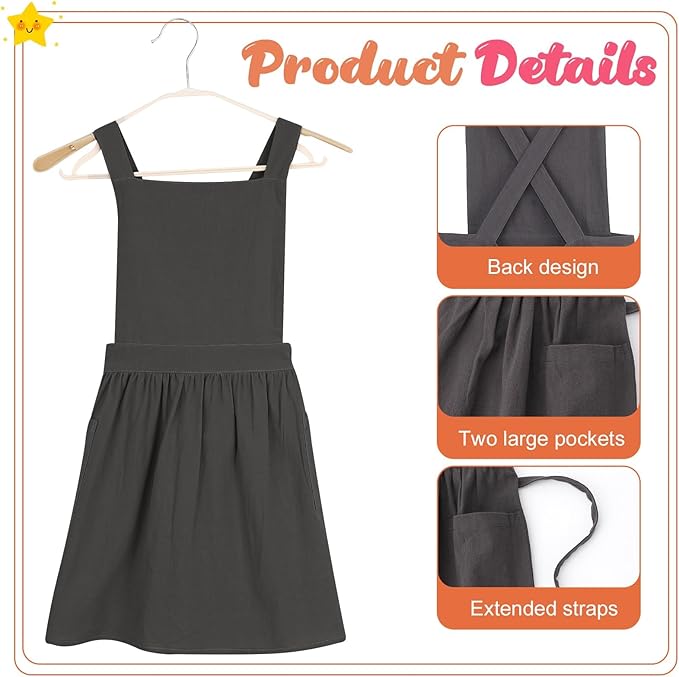 Kids Pinafore Apron, Cross Back Apron, Japanese Style Bib Aprons Home Clothes