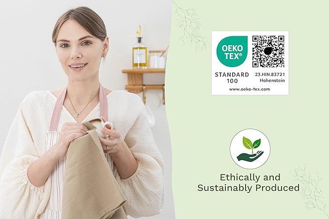 Beige Flour Sack Tea Towels - 100% Organic Cotton, 5 Pack, 27"x27", Highly Absorbent Beige Dish Towels - Versatile and Multipurpose Kitchen Towels for Baking - Customizable and Easy to Embroider