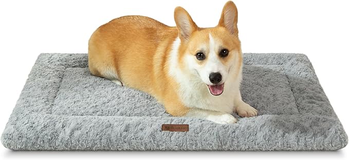 Reversible Dog Bed Mat 29"x18" for Small Medium Dogs - Supportive Double-Sided Crate Pad, All-Season Cooling & Warmth, Ultra Soft Machine Washable Pet Bed, Fits Most 30-Inch Kennels, Light Grey