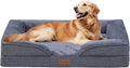 OUPEIWAWA Large Dog Bed Orthopedic with Bolster Sides Removable Egg-Crate Foam Waterproof Liner Pet Bed Sofa Couch with Removable Washable Cover Non-Slip Bottom, Dark Gray
