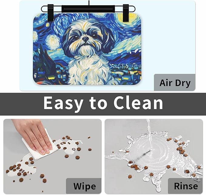 Shih Tzu Dog Food Mat for Floors Waterproof,Quick Dry Anti-Slip Dog Bowl Mats for Food and Water,Pet Feeding Mats,Pet Placemat for Messy Drinkers to Protect Floors,Pets Supplies 23.62×15.75in