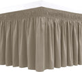 Biscaynebay Wrap Around Bed Skirts for Queen Beds Short Drop of 12", Taupe Adjustable Elastic Dust Ruffles Easy Fit Wrinkle Resistant Silky Luxurious Fabric Machine Washable