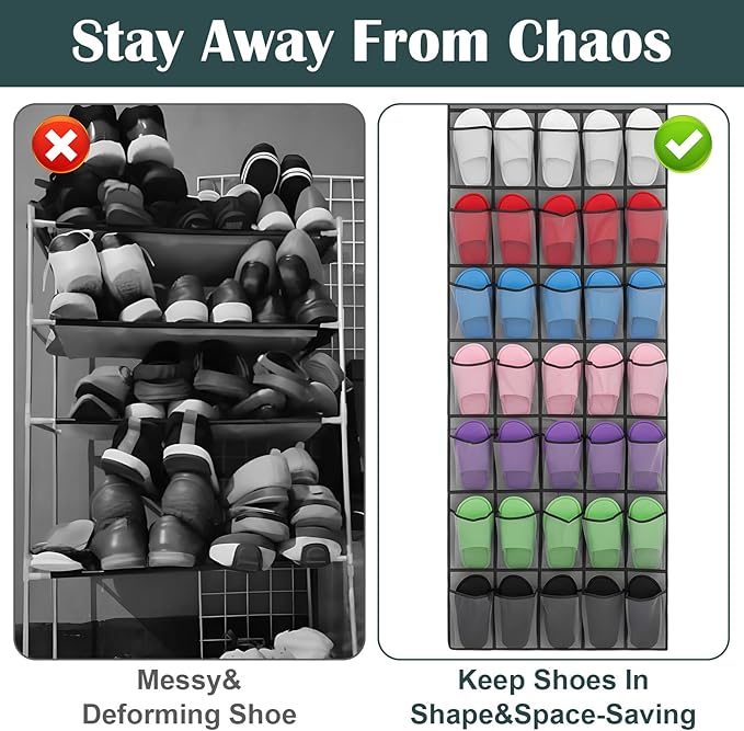 zisiueel 2 Pcs 70 Large over The Door Shoe Organizer Hanging Shoe Rack for Closet Holder Gray Mesh Pockets Back to School Behind Door Hanger Storage Nonslip for Home Room School Dorm, Each 35 Pockets