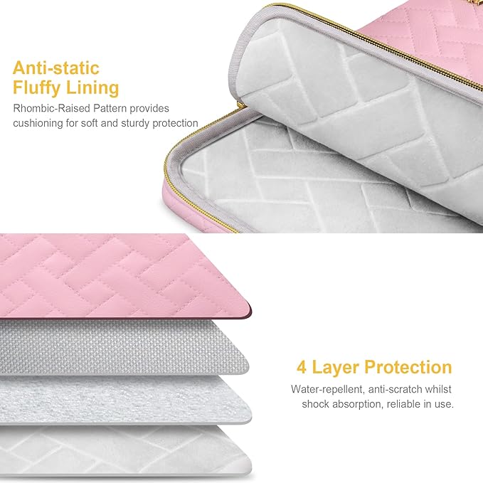 Lacdo Laptop Sleeve Case for 14 inch New MacBook Pro M5/M4/M3/M2/M1 Chips Pro Max A3434 A3112 A3401 A3185 A2918 A2992 A2779 2025-2021, 13.8" Surface Laptop 7th Copilot+PC Computer Bag, Sakura Pink