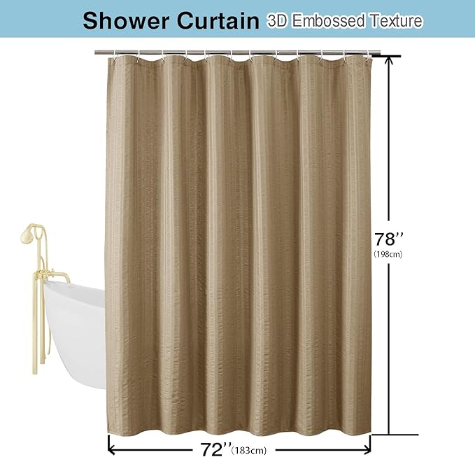 Aiyufeng Taupe Shower Curtain for Bathroom, Embossed Textured Fabric Shower Curtain for Bathroom - Soft Cloth & Hotel Spa, Machine Washable, 36X72,Taupe