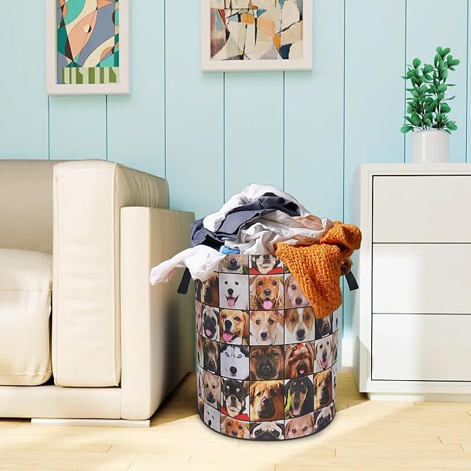 Cute Dog Laundry Basket Animal Pet Oxford Cloth Laundry Hamper With Handle Foldable Portable Clothes Storage Basket 18.9 X 16.5 Inch Storage Bag For Laundry Room/Bathroom/Bedroom/Dormitories