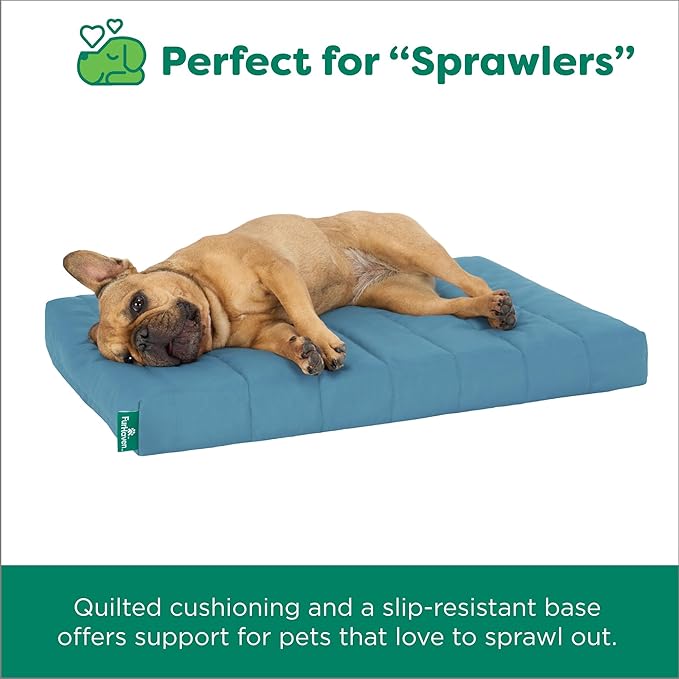 Furhaven Orthopedic Dog Bed – Puffy Quilted Foam Mattress with Removable Washable Cover, Soft & Supportive for Kennels & Crates - Large, Lagoon