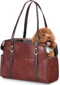 Lasaviin Dog Carrier Purse, Fashion Leather Pet Carrier with Pockets, Airline Approved Soft Sided Dog Carrying Bag for Puppy Cat Dog Coffee