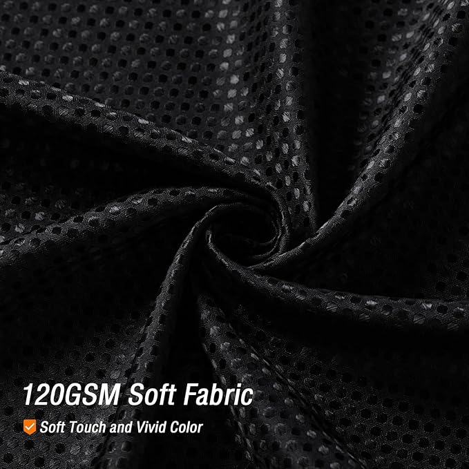 Gibelle Small Stall Shower Curtain 36 x 72, Narrow Half Waffle Weave Fabric Shower Curtain with Mesh Top Window and Hooks Set, Hotel Style Bathroom Design, Black