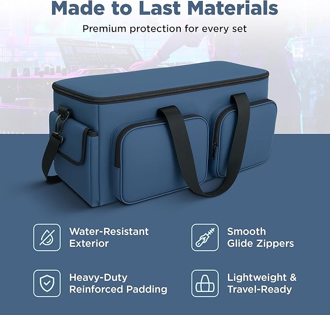 basementcase DJ Bag - Music Gear & Cable Organizer Bag - Detachable Dividers - Padded Gig Tote for Controllers, Mics, Audio Equipment - Lightweight, Sturdy Oxford Material, Travel-Ready for Musicians