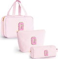 Fystdtote Personalized Toiletry Bag for Women - Monogram Cosmetic Bags Travel Makeup Pouch Brush Holder Birthday Gifts for Women Her Wedding Bridesmaid Friend Sister Teacher Wife - Pink G