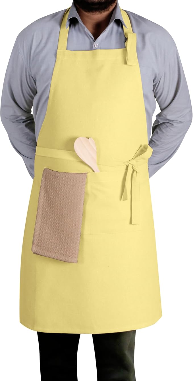Native Fab Kitchen Apron 2 Pack - 100% Cotton Adjustable, Durable Apron with Pockets, Perfect for Cooking, Baking, Grilling