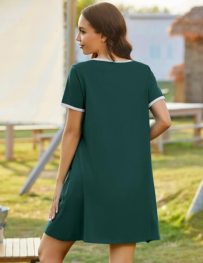 Ekouaer Zip Up Robes for Women Short Sleeves Zipper House Coat Short Bathrobes Lightweight Nightgown with Pockets S-3XL