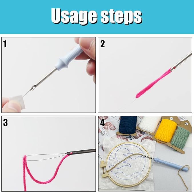 Allazone Punch Needle Kits, Punch Needle Coasters Kit, Punch Embroidery Kit with Felt Yarns Hoop Tools for DIY Coaster Crafts (Mountains and Rivers)