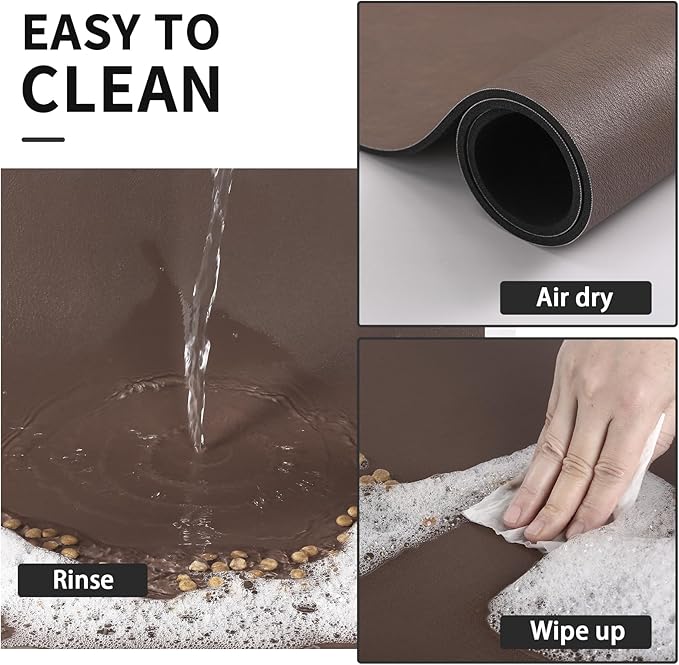 HotLive Dog Food Mat - Absorbent Cat Mat for Food and Water, No Stains Pet Feeding Bowl Mat, Easy to Clean Pet Placemats, Quick Dry Dog Water Dispenser Mat for Messy Drinkers | Brown 18"x 28"