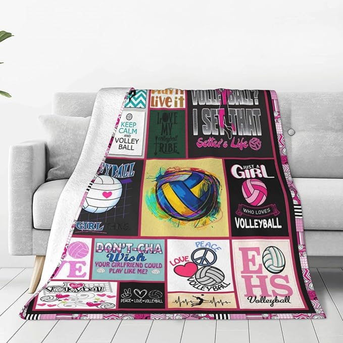 Volleyball Blanket Volleyball Throw Blanket Soft Fleece Flannel Bedding Sports Gifts for Women Girls Lovers Adults Stuff Plush for Couch Sofa Bed Room Decor 50"X60"