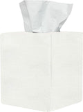 Tissue Box Cover, Cute White Linen Fabric Decorative Square Tissue Box Holder/Organizer for Bathroom Vanity Countertop/Office/Nightstand/Desk