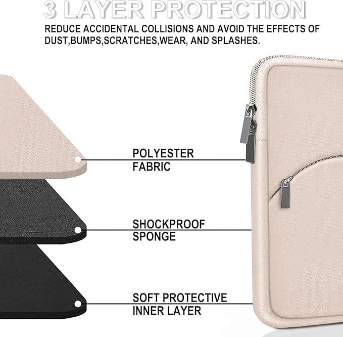 Laptop Sleeve 14 inch, Slim Portable Monitor Protective Cover with Front Pocket, Traveling Carrying Laptop Case Compatible for MacBook Air/Pro, HP, Dell, Lenovo, Acer, Light Pink