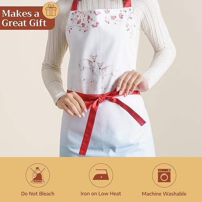 Maison d' Hermine 100% Cotton Apron for women with Pocket Kitchen Chef Apron for Men Cooking Gardening Server Waitress