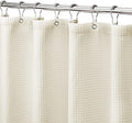 MISS SELECTEX Machine Washable Cloth Shower Curtain, Matt Waffle Durable Thick Cloth Shower Curtain for Bathroom,Premium Water Repellent Fabric Luxury Spa Hotel Shower Curtain(72Wx84H,Ecru/Beige)