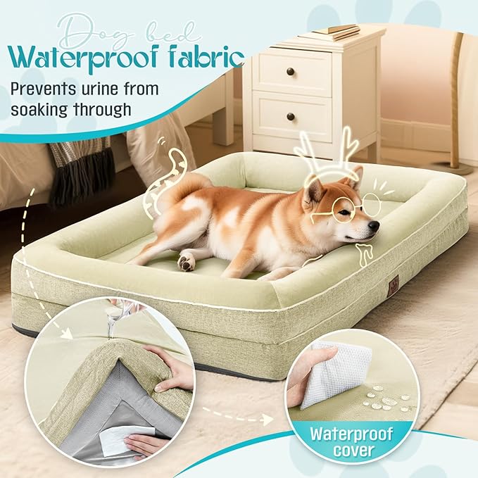 TaiBest Waterproof Memory Foam Dog Beds for Small Dogs Non-Slip Orthopedic Dog Beds Washable Couch Pet Bed with Removable Cover (Beige, Small)