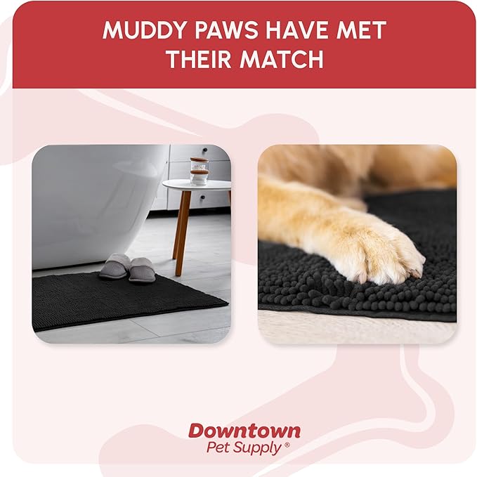 My Doggy Place Dog Mud Mat, 36" x 26" Black – Thick Microfiber Entry Rug for Snow, Mud & Salt – Absorbent, Quick-Dry, Washer-Safe & Non-Slip, Large
