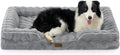 COZY KISS Orthopedic Dog Bed for Large Size Dog, Soft and Warm Faux Fur Extra Large Sofa for Pet Up to 100 lbs, Foam Bolster Anti-Slip Couch with Washable Removable Cover, XL 44x32x7 inch, Grey