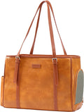 Lasaviin Fashion Dog Purse Pet Carrier Leather Bag for Small Dogs Cats Puppy, Portable Tote Bag Airline Approved Soft-Sided Carriers (Brown)