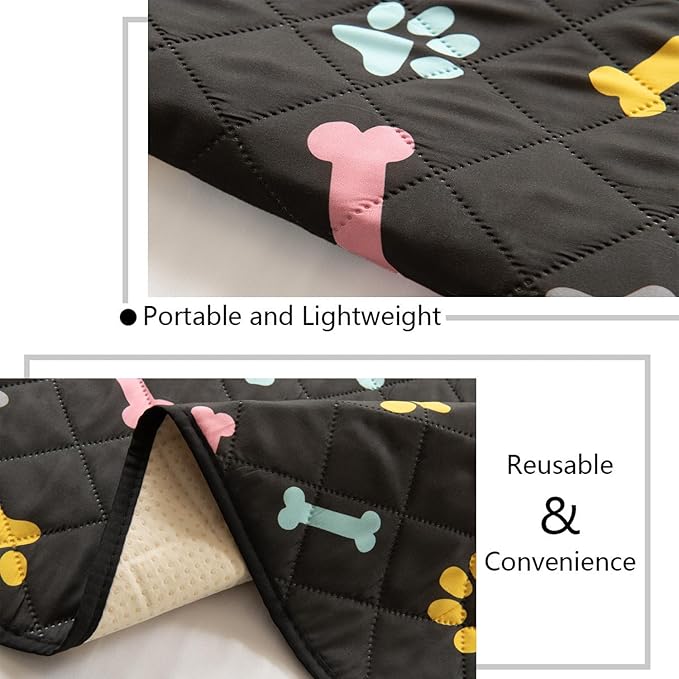 SPXTEX Dog Crate Pads Dog Pee Pads Rugs Washable Dog Pads, Non Slip Puppy Pee Pads for Small Dogs, Waterproof Pet Pad Rug, Dog Whelping Training Pads for Dogs, 2 Piece, 20"x30" Black