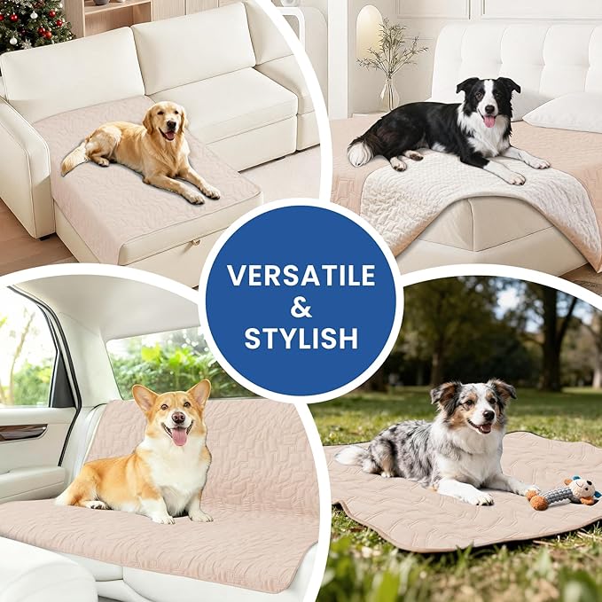 CYCMACO Waterproof Couch Covers for Pets, Waterproof Dog Bed Cover, Anti-Slip Soft Dog Blankets, Couch Cover for Dogs Washable, Pet Blanket for Puppy Large Dogs Cat (30x53 Inch, Beige)