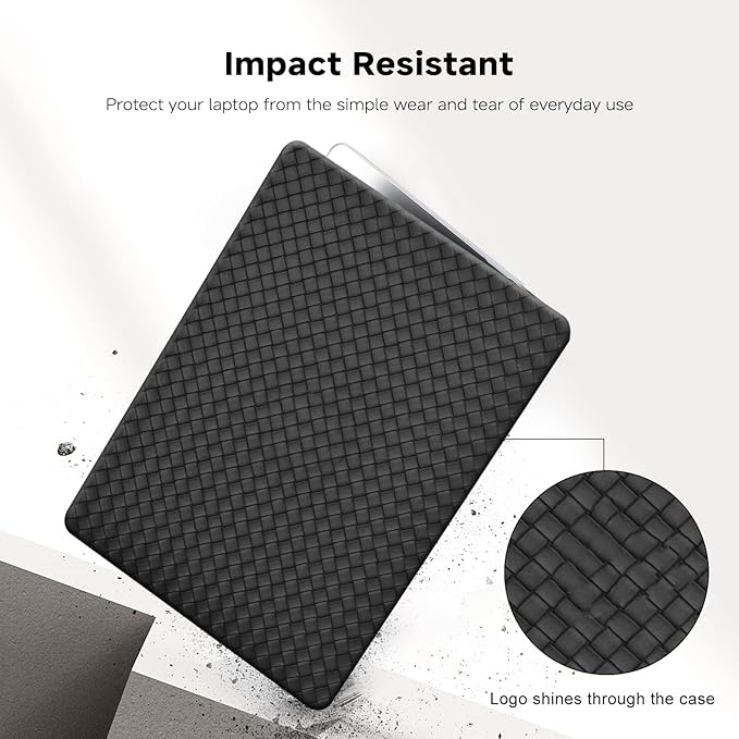 BYCeKe Woven Case Compatible with MacBook Air 13.6 inch M4 2025-2022 A3240 M3 A3113 M2 A2681, Woven Fabric Textured Leather Plastic Hard Shell&Keyboard Cover for Mac Air13 M4 Weave Laptop,Boho Black