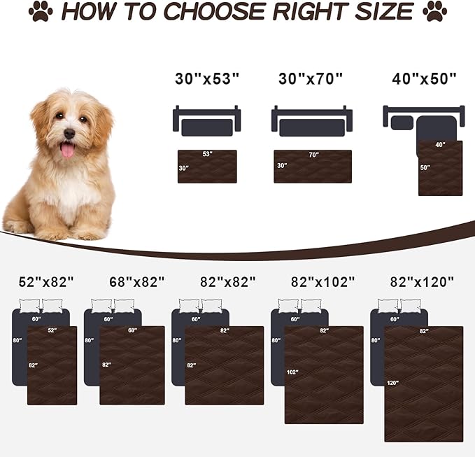 Smiry Waterproof Dog Bed Cover Blanket 30x70, Soft Reversible Pet Blanket, Washable Leakproof Cats Dogs Couch Cover for Sofa, Couch, Furniture, Lattice, Chocolate/Dark Grey