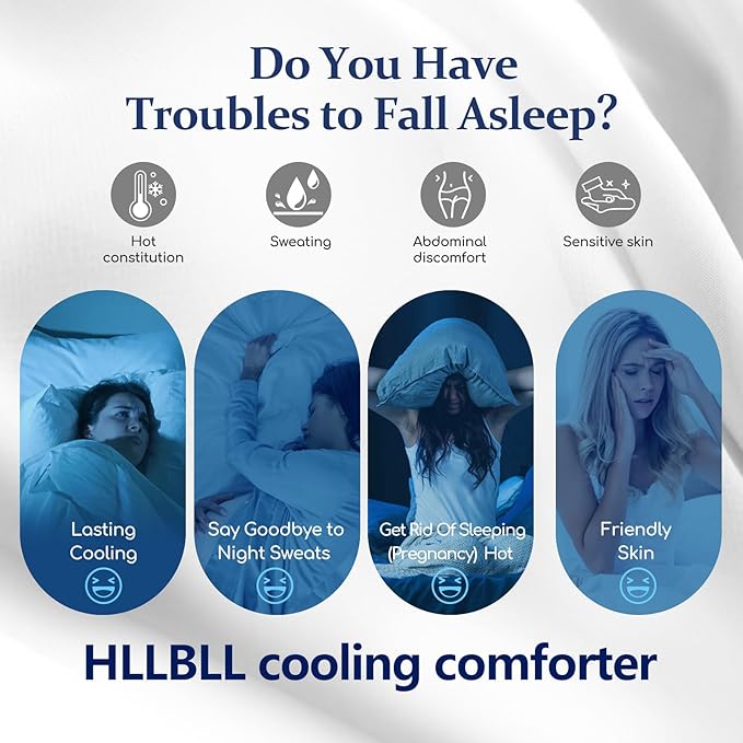 HLLBLL® Cooling Comforter, Ultra Cold Fiber Technology, All-Season Lightweight Blanket to Quickly Cool Down,Deep Sleep Throughout The Night (Cool Gray, Twin/Twin XL (68"x90"))
