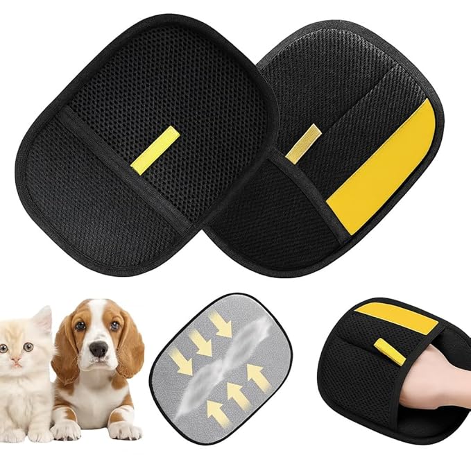 JOORY Upgraded Pet Hair Removal Glove with Static Technology, 8.5-Inch Wide Coverage, Dual Directional Brushes, Washable Black Grooming Mitt for Dogs and Cats.