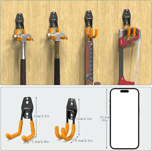 3-H Garage Wall Hooks 10 Pack, Garage Hooks Heavy Duty with Extra Welding Spots, Wall Storage Organizer for Hanging for Garden, Lawn, Yard (Orange)