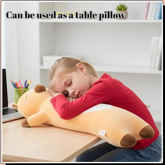 Shuoopen Long Capybara Plush Body Pillow Giant Stuffed Animal Soft Kids Sleeping Pillow, Kawaii Cute Capybara Plushies for Girls Boys Birthday (Brown,110cm/43.3inch)