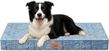 Tail Stories Outdoor Dog Bed for Medium Dogs, Waterproof Dog Crate Mat Orthopedic Egg Crate Foam Pet Bed with Washable Removable Oxford Cover, White Blue